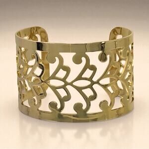 Vintage Wide Gold-tone Cuff Bracelet Intricate Design